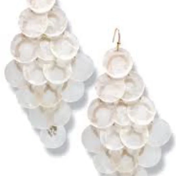 Handmade Elegant White Dangle Earrings - Picture 3 of 5